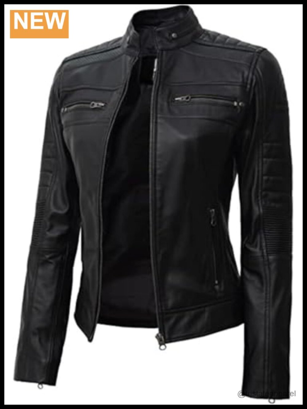 Real Leather Jacket Women - Lambskin Moto Cafe Racer Zipper